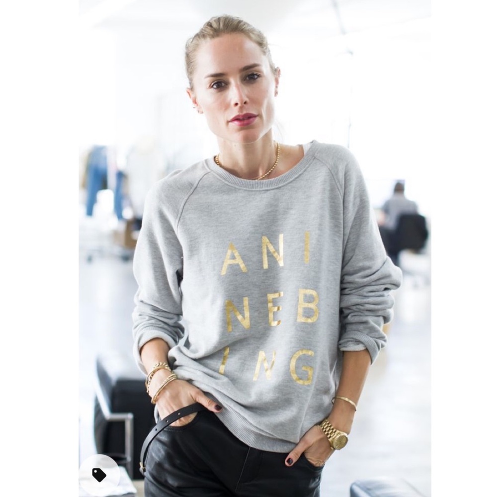 Anine Bing Gold Print Sweatshirt in Grey Molange